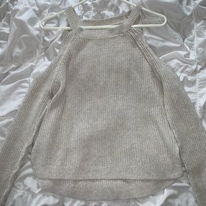 light grey cold shoulder hollister sweater